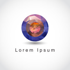 Abstract geometric green, blur and yellow spherical shape from triangular faces for graphic design.Vector illustration EPS10.