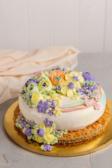Butter cream flowers cake