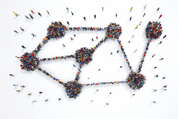 3D rendering of people interconnection