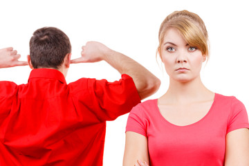 Couple having argument. Man and woman in disagreement