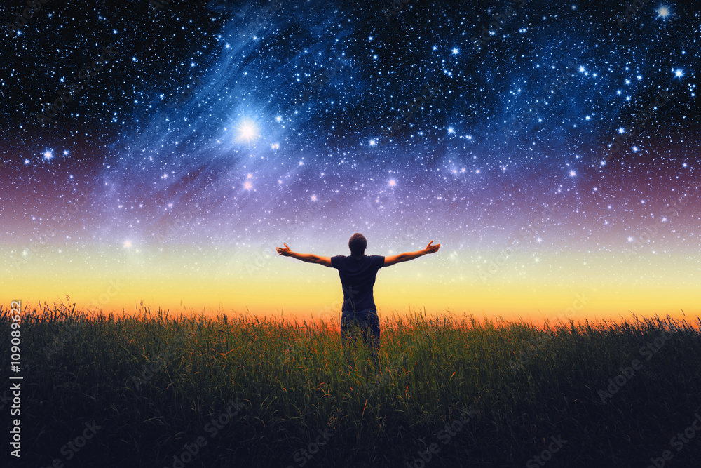 Wall mural man silhouette . elements of this image furnished by nasa