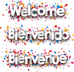 Welcome paper banner.