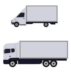 White trucks sideways, isolated vector