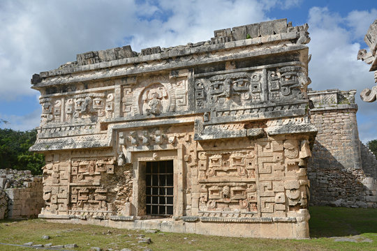 Church and temple of reliefs in Chichen Itza.