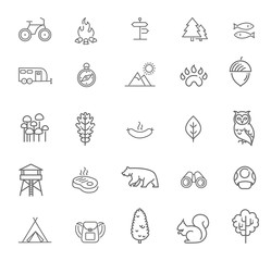 Camping, Forest, Nature and Outdoor Activities icons