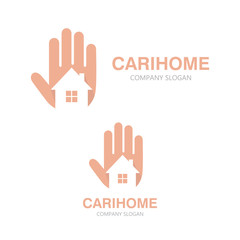 Vector hand and house logo concept