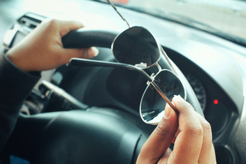 Sunglass in the car