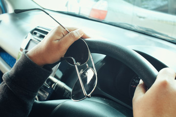 Sunglass in the car