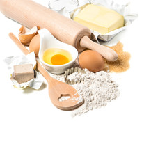 Food background. Ingredients cookies baking