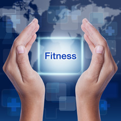 fitness word on screen background. medical concept