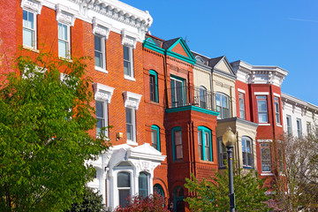 The vibrant Shaw neighborhood in Washington DC. Residential buildings in the heart of US capital.