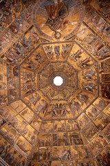 Fototapeta na wymiar Beautifully designed cathedral ceiling in Florence