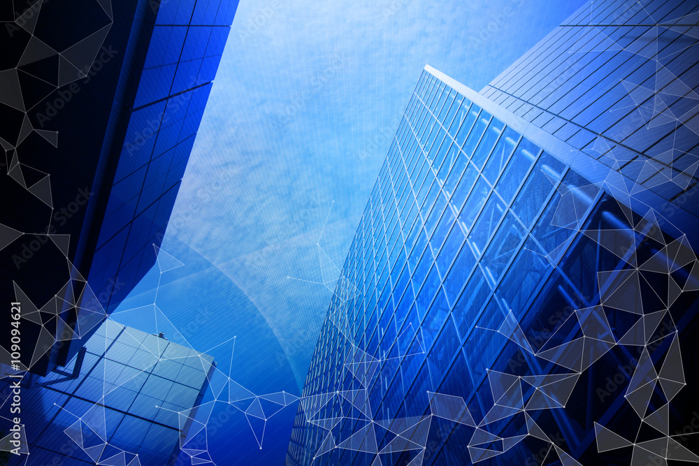 Poster smart building and mesh network, abstract image visual