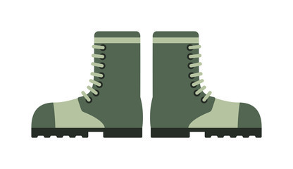 Old military boots leather combat soldier footwear vector illustration