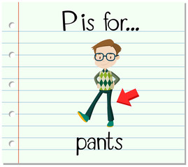 Flashcard letter P is for pants