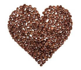 Heart from coffee beans isolated on a white background