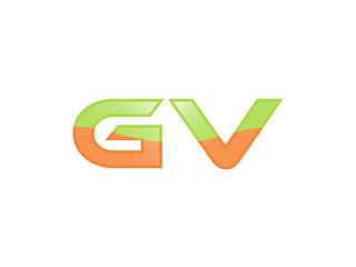 Green Orange shiny GV letters