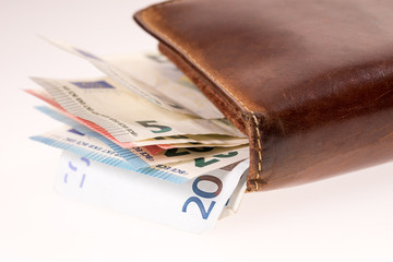 Wallet / Wallet with many euro banknotes