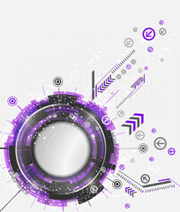 Abstract technology background with modern purple digital elements. Vector illustration.