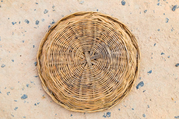 Wicker baskets on ground