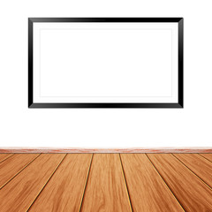 White walls and wood floor for text and background