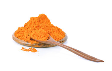 turmeric powder on wood bowl