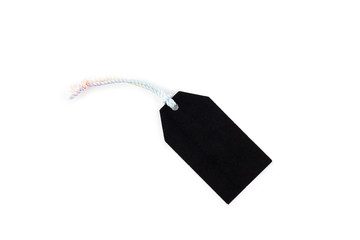 Horizontal Black Paper Label on White Background with clipping p