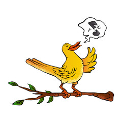 yellow bird singing cartoon