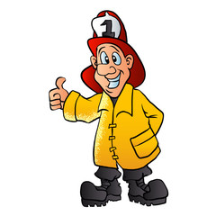 smiling fireman cartoon vector illustration