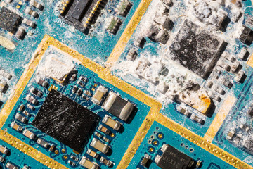 Water Damaged Electronic PCB Board from a Phone