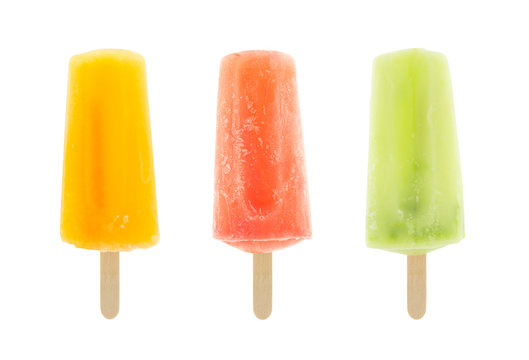 set of popsicles isolated on white background