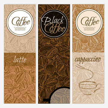 Coffee banner templates black coffee latte cappuccino