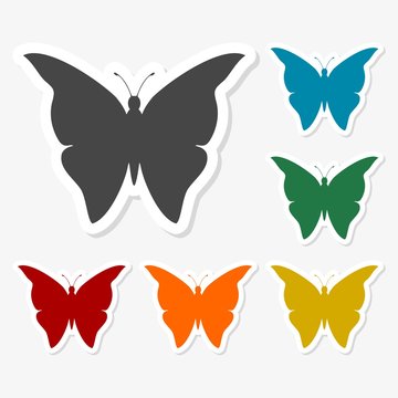 Multicolored paper stickers - Butterfly icon