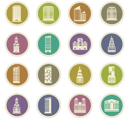 Buildings icons set