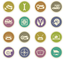 Car shop icons set