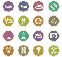 Car shop icons set