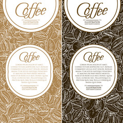 Black coffee and cappuccino concept roasted coffee beans