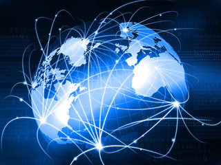 Futuristic background of Global business network, internet, Globalization concept. - obrazy, fototapety, plakaty