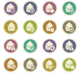 Mail and envelope icons set