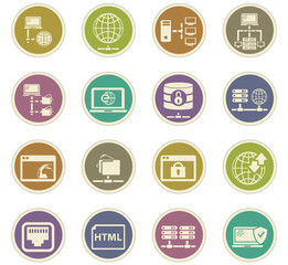 Internet, server, network icons set