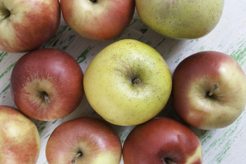 apples on wooden background