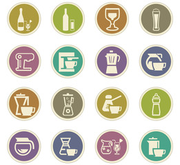 Utensils for the preparation of beverages icons