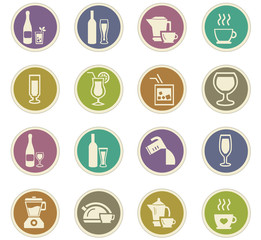 Utensils for the preparation of beverages icons