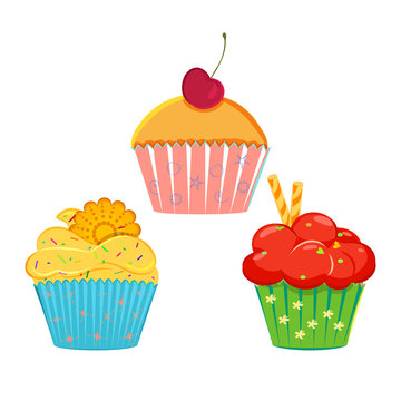 Collection of vector cupcakes