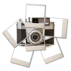 polaroid con macchina fotografica vintage frazionata 