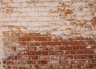Texture old brick wall. Full frame of old white brick wall