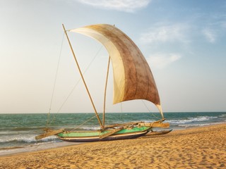 Fishermen's Catamaran on the Beaach near Negombo, Sri Lanka