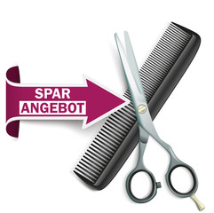 Red Arrow Banner Scissors Comb Sparangebot