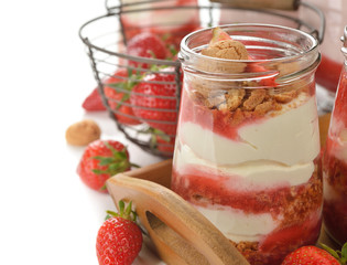 Dessert with strawberries and whipped cream