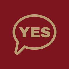 The YES speech bubble icon. Yes symbol. Flat